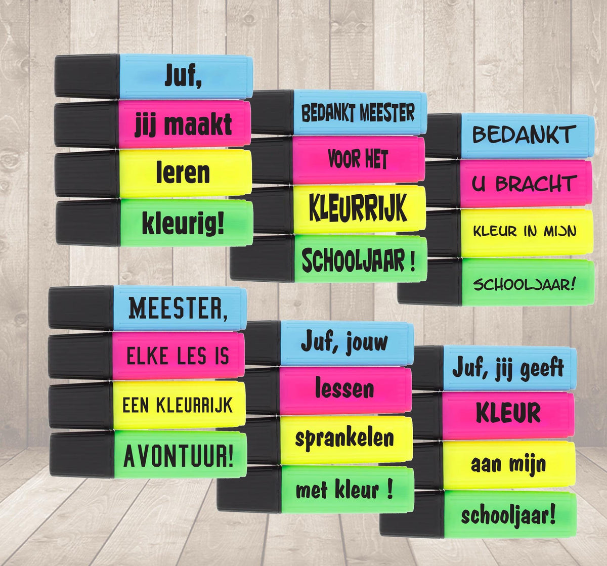 Kleurrijke Markeerstiften voor Juf en Meester , juf kado,meester kado.