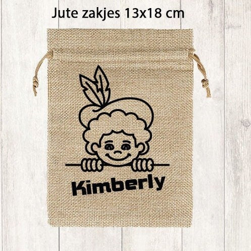 Gepersonaliseerd Jute Zakje met Naam | Sinterklaas Strooigoed Zakje
