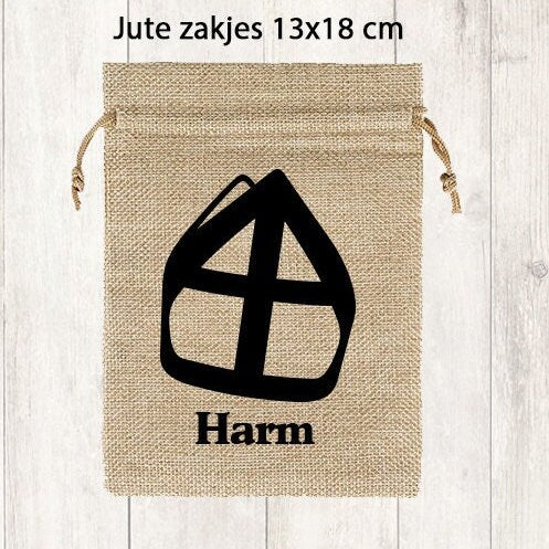 Gepersonaliseerd Jute Zakje met Naam | Sinterklaas Strooigoed Zakje