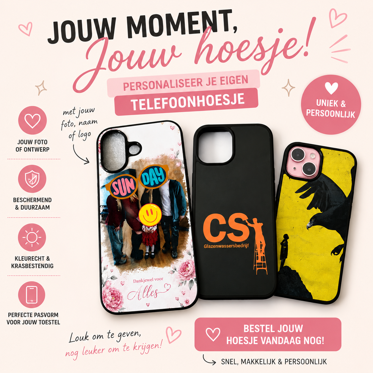Persoonlijk Telefoonhoesje met Naam of Tekst – Uniek Cadeau – Custom Case – iPhone & Samsung Hoesje – Minimalistisch Design